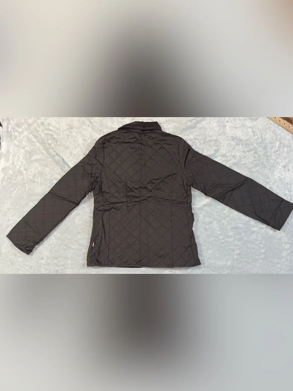 Kids Quilted Black Puffer Jacket with Button Closure and Patch Pockets